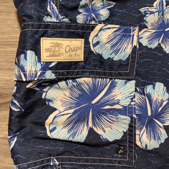 🔥4/$20 Mens Medium Bathing Suit Swim Trunks CHAPS Brand Floral Style - Picture 2 of 6